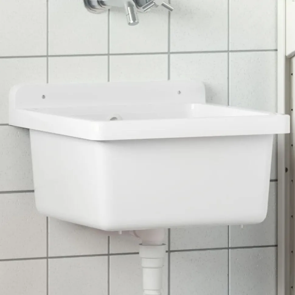 vidaXL Wasbak wandgemonteerd 40x40x24 cm hars wit