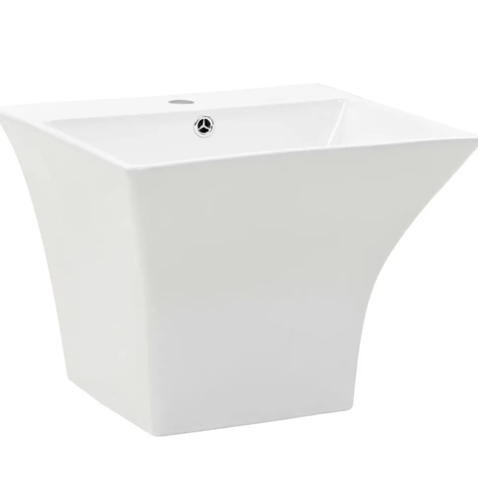 vidaXL Wasbak wandgemonteerd 500x450x410 mm keramiek wit