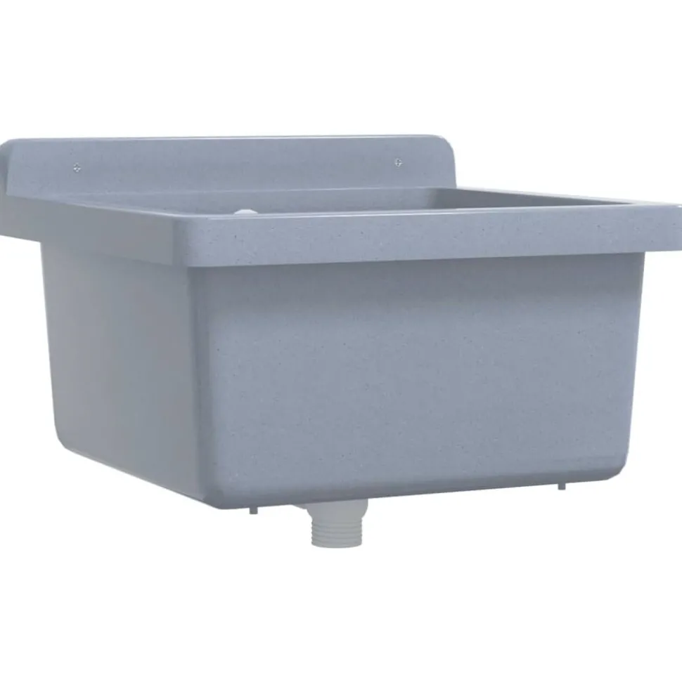 vidaXL Wasbak wandgemonteerd 40x40x24 cm hars grijs