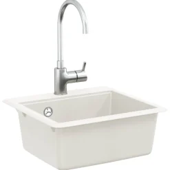 vidaXL Wasbak Wit 470 x 440 mm Graniet