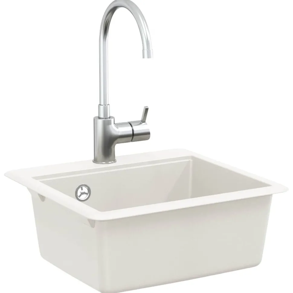 vidaXL Wasbak Wit 470 x 440 mm Graniet