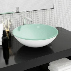 vidaXL Wasbak 42x14 cm gehard glas wit