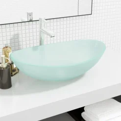 vidaXL Wasbak 54,5x35x15,5 cm gehard glas mat