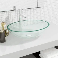 vidaXL Wasbak 50x37x14 cm glas transparant