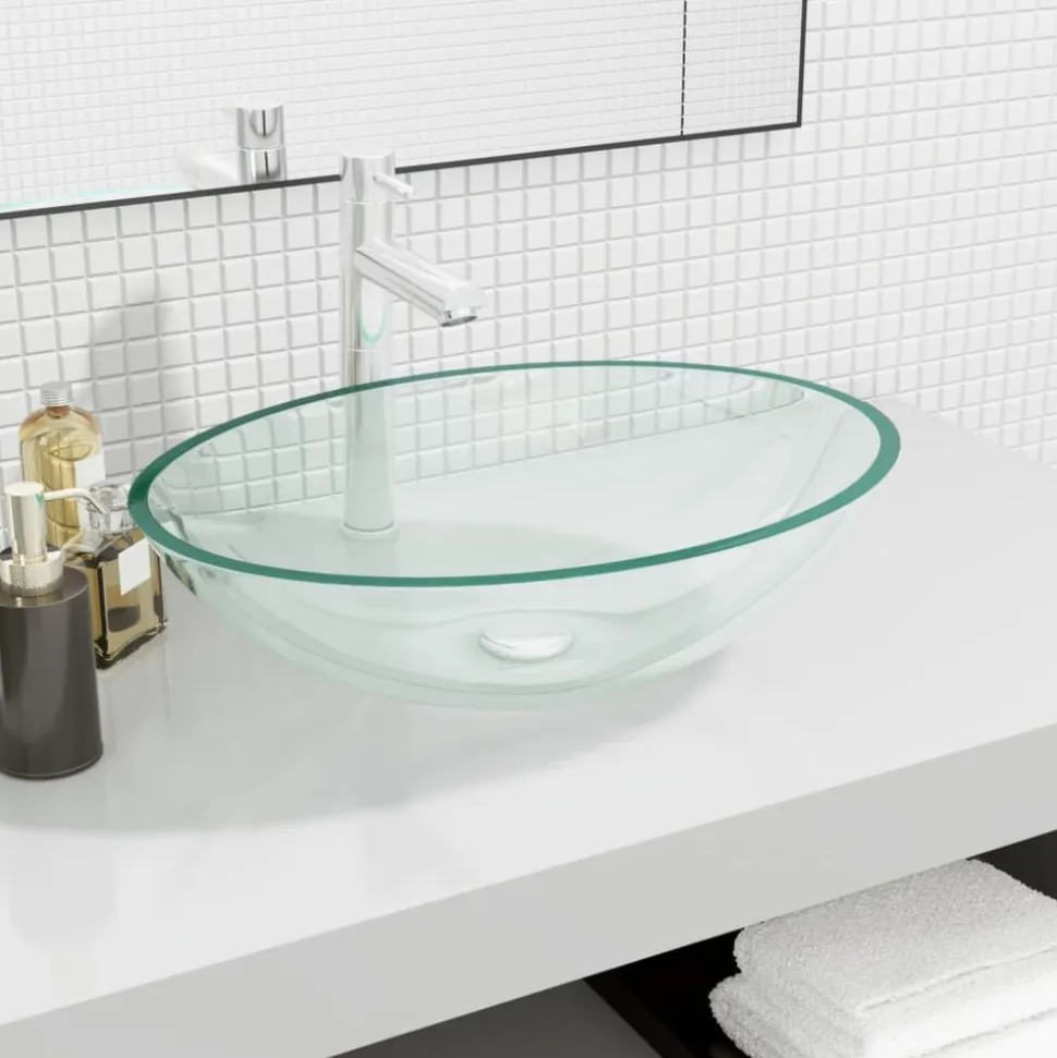vidaXL Wasbak 50x37x14 cm glas transparant