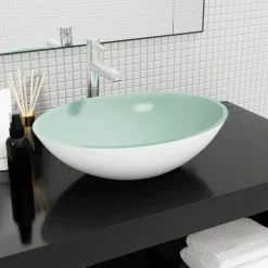 vidaXL Wasbak 50x37x14 cm glas wit