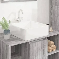 vidaXL Wasbak 37x37x13 cm vierkant keramiek wit