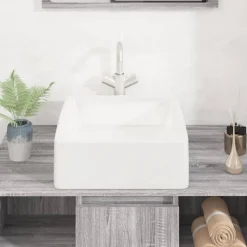 vidaXL Wasbak 37x37x13 cm vierkant keramiek wit