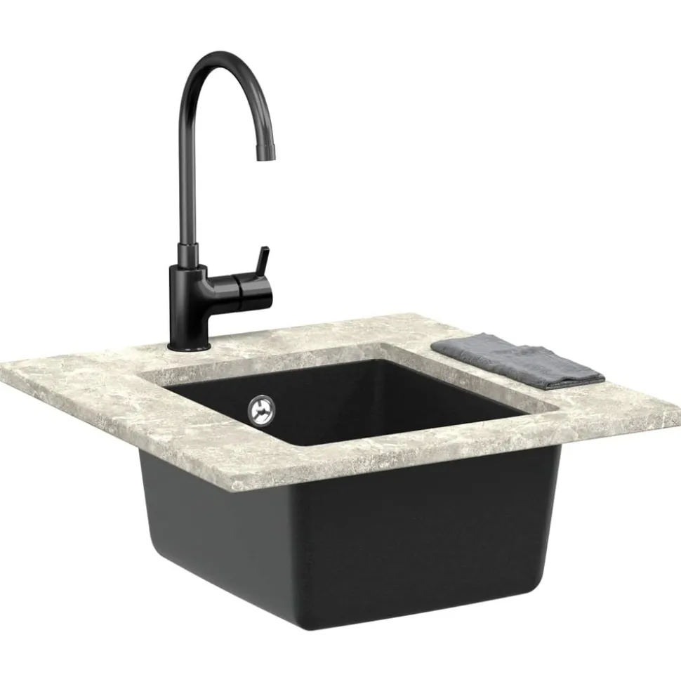 vidaXL Wasbak Zwart 370 x 460 mm 80% Kwarts en 20% Hars