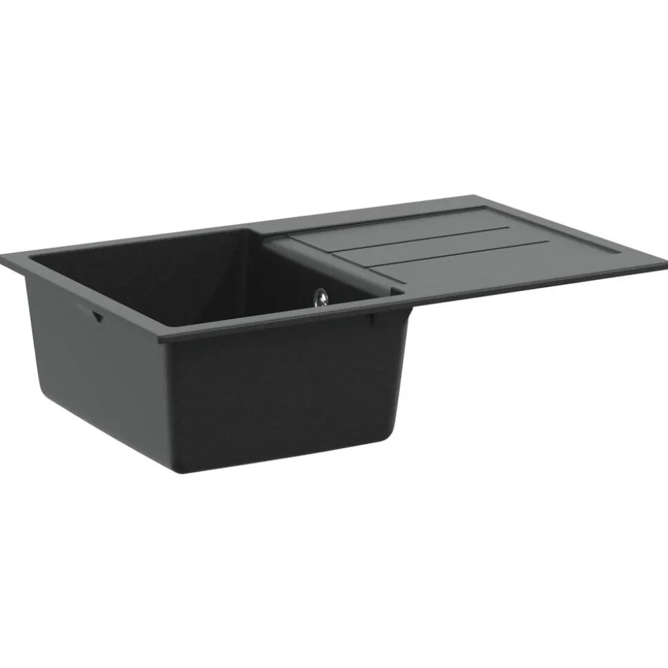 vidaXL Wasbak Zwart 780 x 500 mm 80% Kwarts en 20% Hars