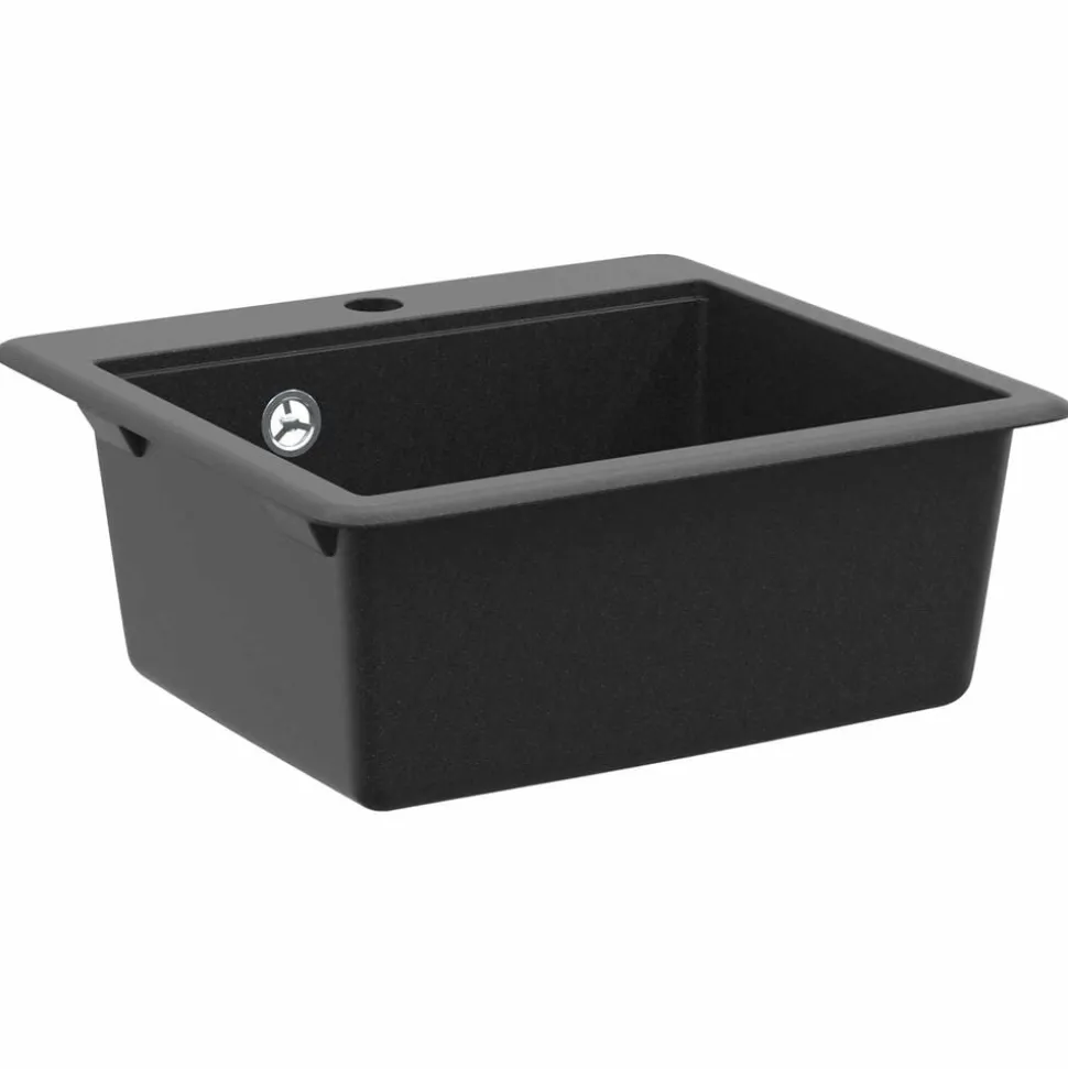 vidaXL Wasbak Zwart 470 x 440 mm Graniet