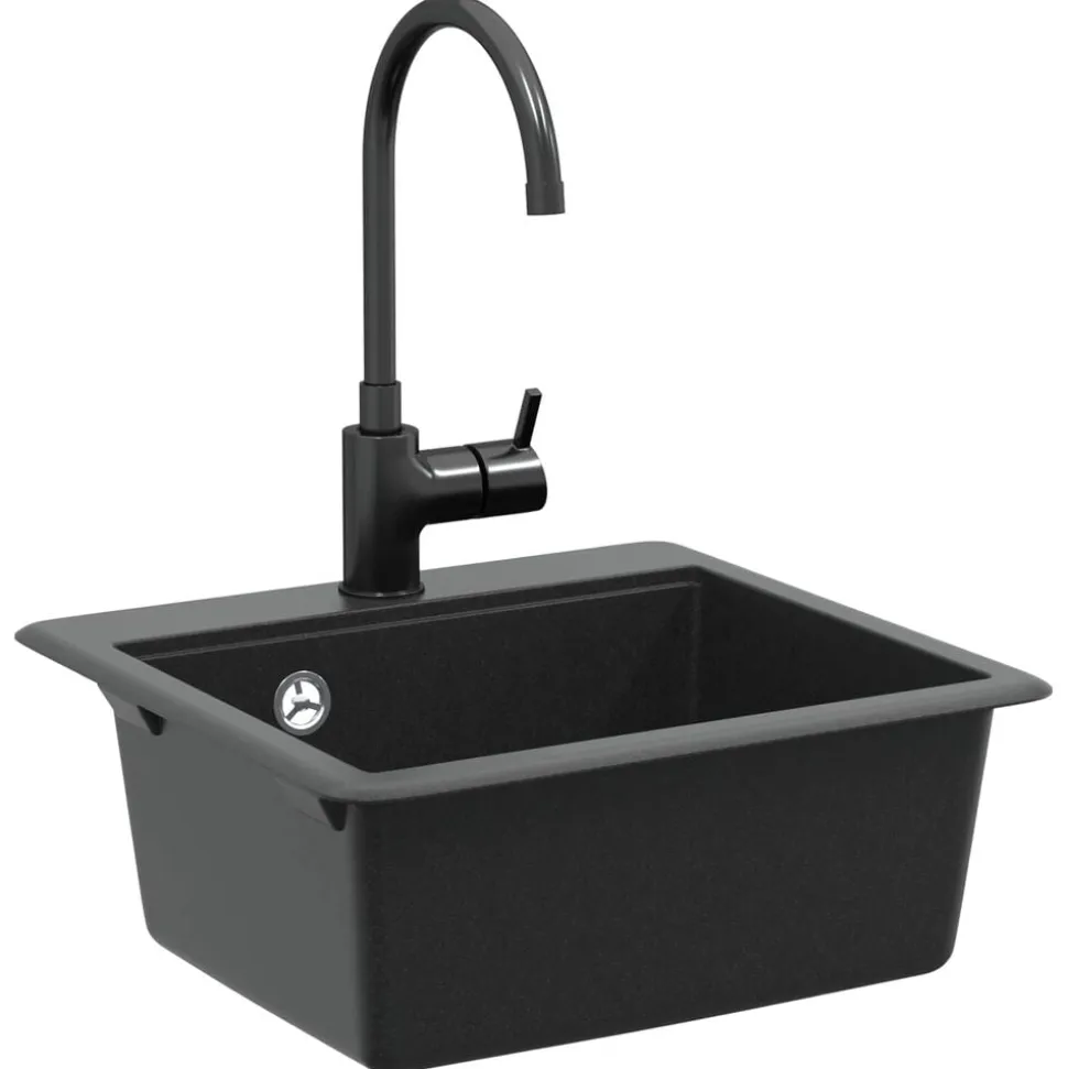 vidaXL Wasbak Zwart 470 x 440 mm Graniet