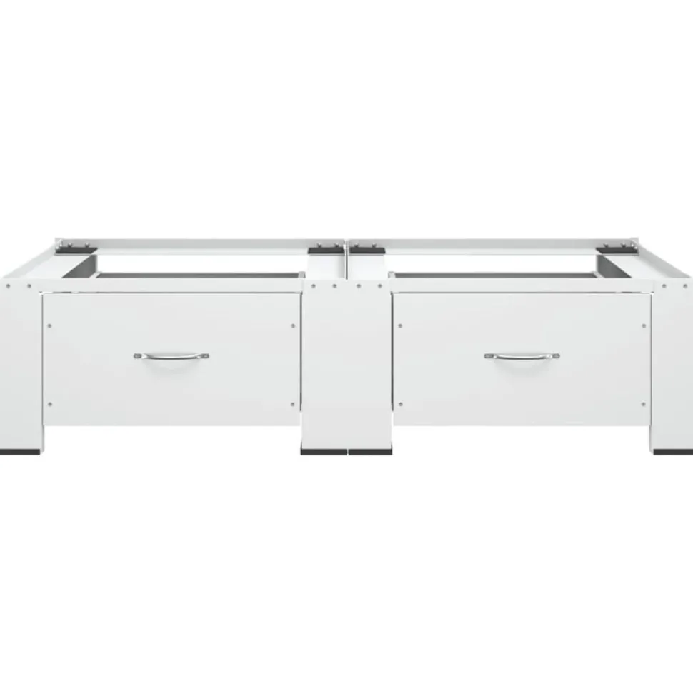 vidaXL Wasmachine- en drogerverhoger dubbel met lades wit