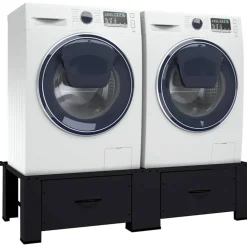 vidaXL Wasmachine Pedestal 2 pcs Zwart 127 x 54,5 x 32,5 cm Staal