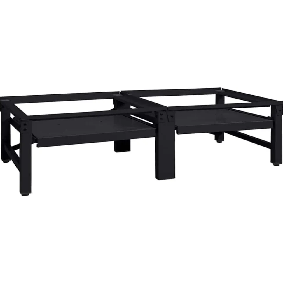 vidaXL Wasmachine Pedestal 2 pcs Zwart 124,5 x 61,5 x 32,5 cm Staal