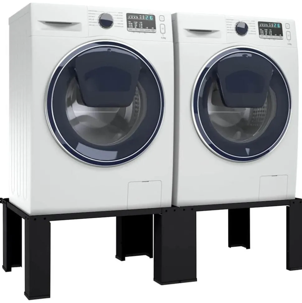vidaXL Wasmachine Pedestal 2 pcs Zwart 127 x 54,5 x 32,5 cm Staal