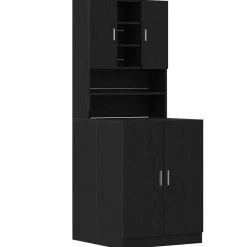 vidaXL Wasmachinekast 2 pcs Zwart Eiken 70,5 x 71,5 x 181,5 cm