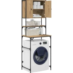 vidaXL Wasmachinekast Artisan Eiken 68 x 48,5 x 194 cm Bewerkt hout