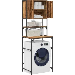 vidaXL Wasmachinekast Oudhout 68 x 48,5 x 194 cm Bewerkt hout