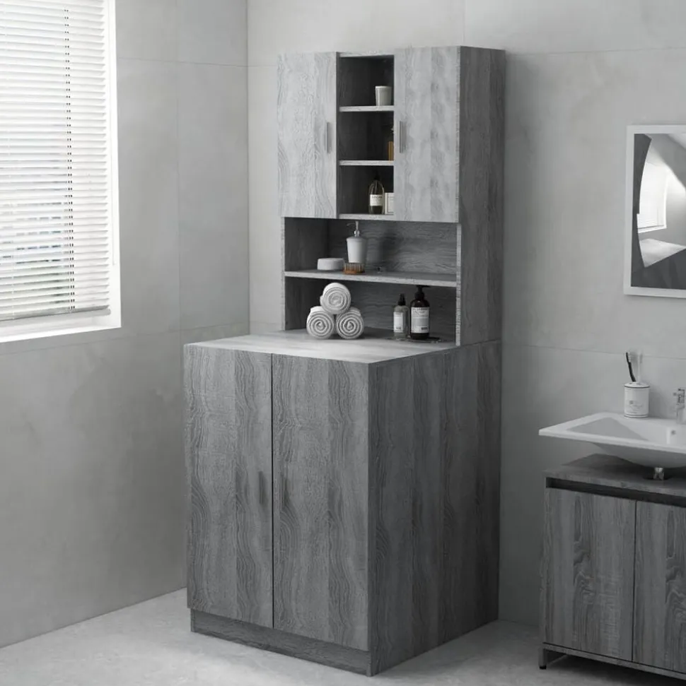 vidaXL Wasmachinekast 71x71,5x91,5 cm grijs sonoma eikenkleurig