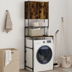 vidaXL Wasmachinekast 68x48,5x194 cm gerookt eikenkleurig