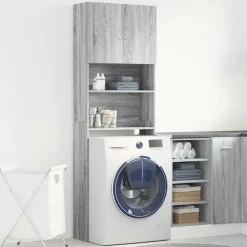 vidaXL Wasmachinekast 64x24x190 cm bewerkt hout grijs sonoma eikenkl