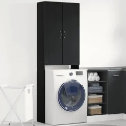 vidaXL Wasmachinekast 64x25,5x190 cm zwart eikenkleur