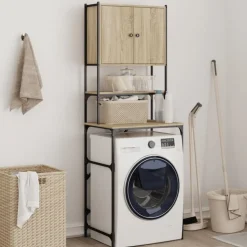 vidaXL Wasmachinekast 68x48,5x194 cm sonoma eikenkleurig