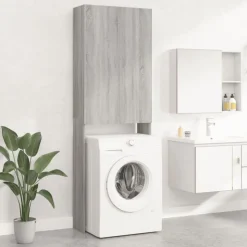 vidaXL Wasmachinekast 64x25,5x190 cm grijs sonoma eikenkleurig