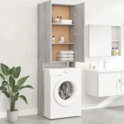 vidaXL Wasmachinekast 64x25,5x190 cm grijs sonoma eikenkleurig