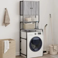 vidaXL Wasmachinekast 68x48,5x194 cm grijs sonoma eikenkleurig