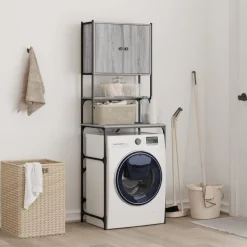 vidaXL Wasmachinekast 68x48,5x194 cm grijs sonoma eikenkleurig