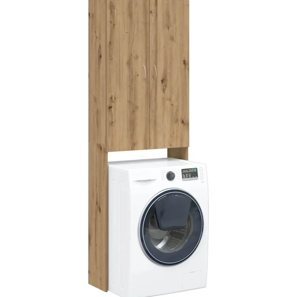 vidaXL Wasmachinekast 64x25,5x190 cm artisanaal eikenkleur