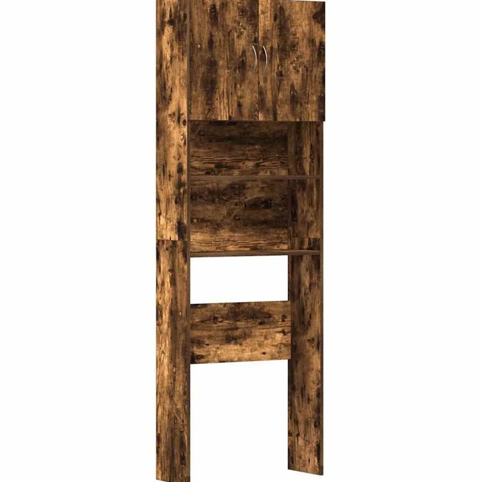 vidaXL Wasmachinekast 64x24x190 cm bewerkt hout gerookt eikenkleurig