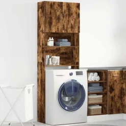 vidaXL Wasmachinekast 64x24x190 cm bewerkt hout gerookt eikenkleurig