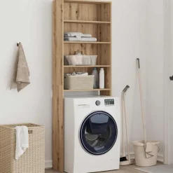 vidaXL Wasmachinekast 64x24x190 cm artisanaal eikenkleur