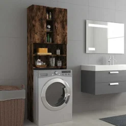 vidaXL Wasmachinekast 64x25,5x190 cm gerookt eikenkleurig