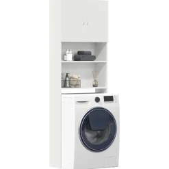 vidaXL Wasmachinekast 64x24x190 cm bewerkt hout wit