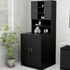 vidaXL Wasmachinekast 70,5x25,5x90 cm zwart