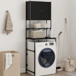 vidaXL Wasmachinekast 68x48,5x194 cm zwart