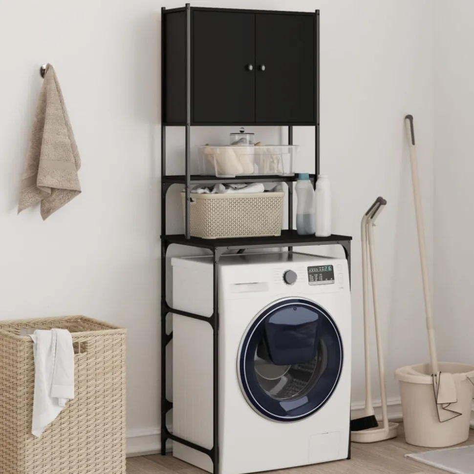 vidaXL Wasmachinekast 68x48,5x194 cm zwart
