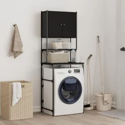 vidaXL Wasmachinekast 68x48,5x194 cm zwart