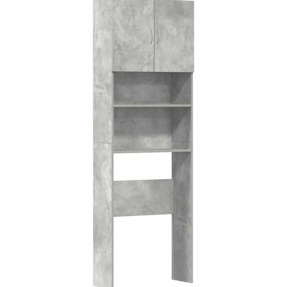 vidaXL Wasmachinekast 64x24x190 cm bewerkt hout betongrijs