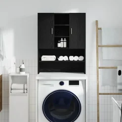vidaXL Wasmachinekast 70,5x25,5x90 cm zwart eikenkleurig