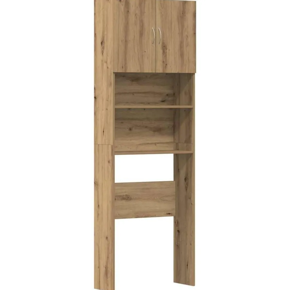 vidaXL Wasmachinekast 64x24x190 cm bewerkt hout artisanaal eikenkleur