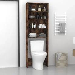vidaXL Wasmachinekast 64x24x190 cm gerookt eikenkleurig