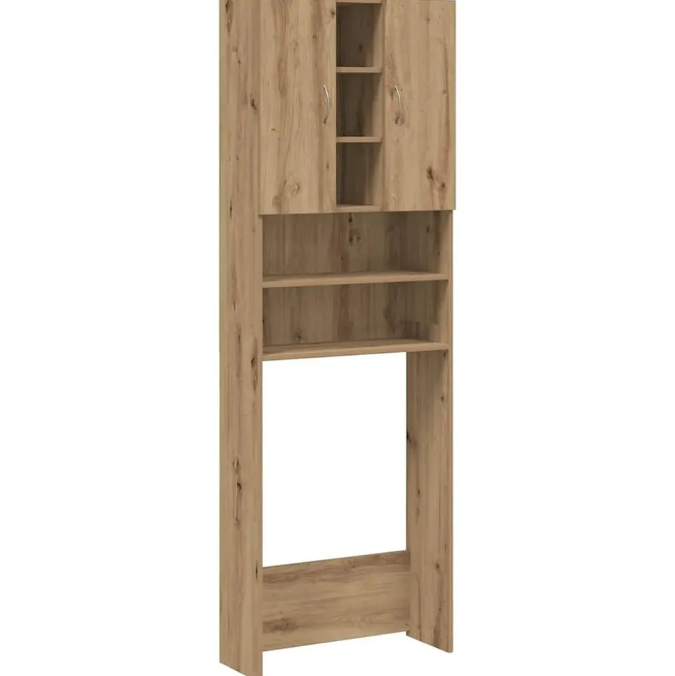 vidaXL Wasmachinekast 64x25,5x190 cm artisanaal eikenkleur