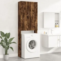 vidaXL Wasmachinekast 64x25,5x190 cm gerookt eikenkleurig
