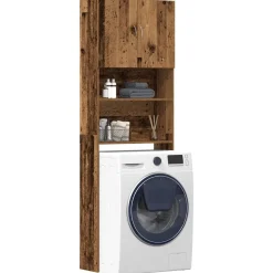 vidaXL Wasmachinekast 64x24x190 cm bewerkt hout oud houtkleurig