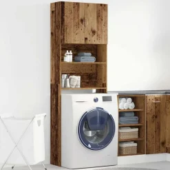 vidaXL Wasmachinekast 64x24x190 cm bewerkt hout oud houtkleurig